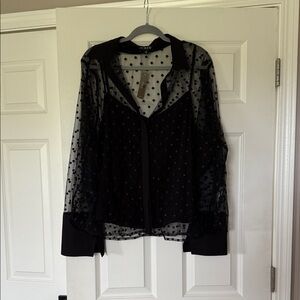 J. Crew Black Sheer Polka Dot Blouse